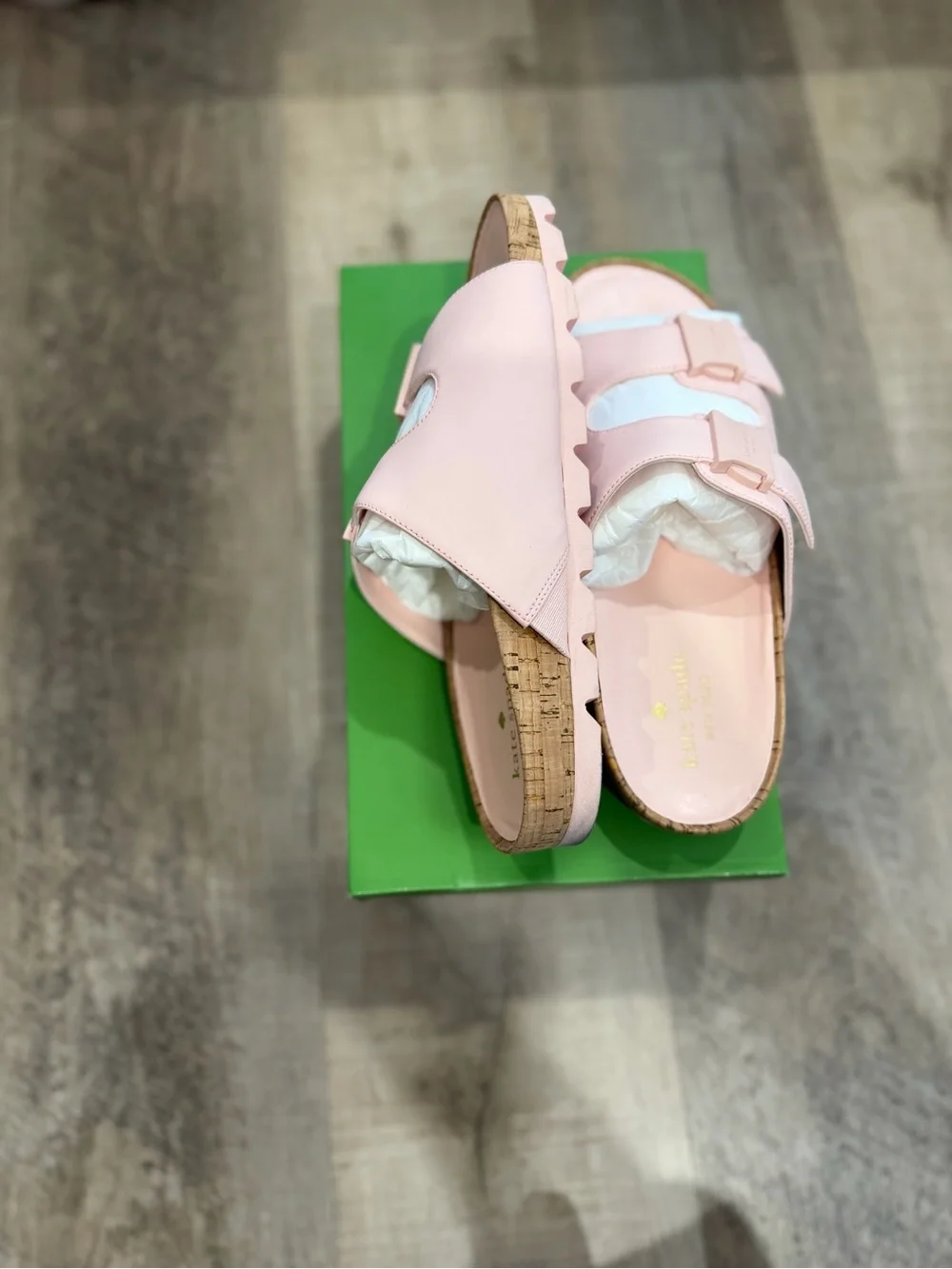 kate spade Girls' Pale Pink Double-Buckle Slide Sandals